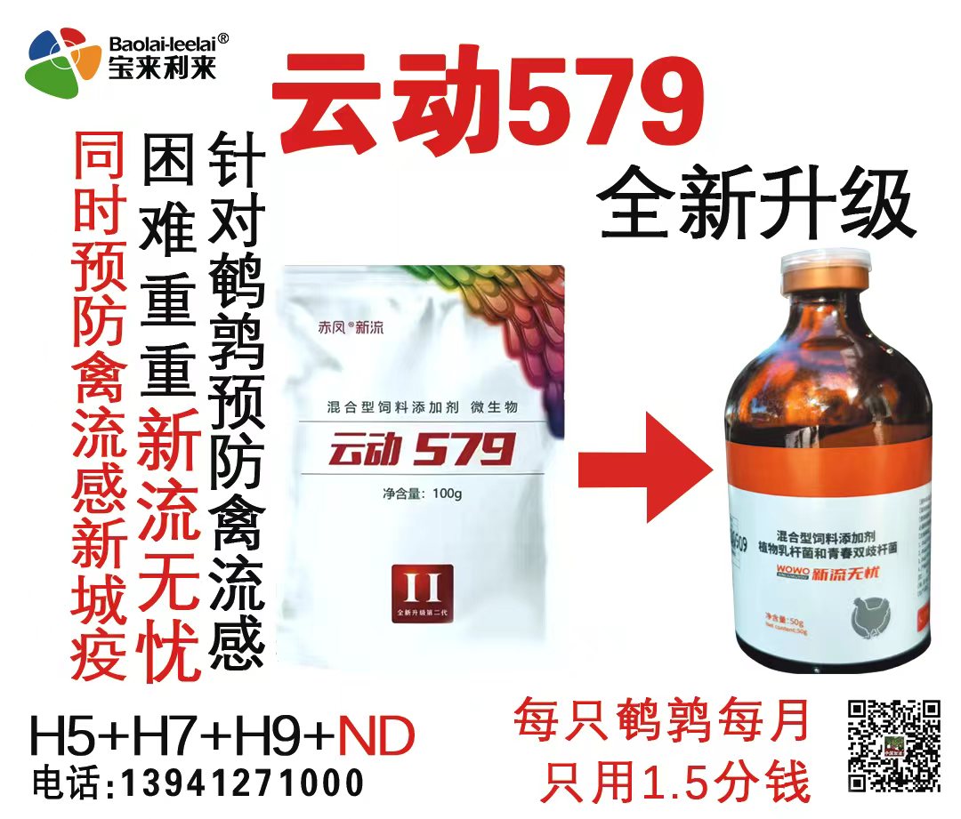 云动579全新升级：同时预防鹌鹑禽流感新城疫