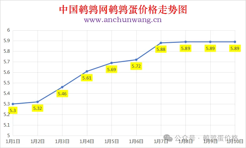 2026年1月10日全国鹌鹑蛋价格涨跌表：均价5.89元